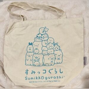 New San-X Sumikko Gurashi Tote Bag Beige Tonkatsu Shirokuma Neko Tokage Penguin